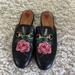 Gucci Shoes | Gucci Black Leather Limited Edition Rose Embroidered Horsebit Mules Slides 36 6 | Color: Black/Pink | Size: 6