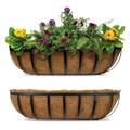 Eco Friendly 62cm Garden Wall Planters For Outdoor Plants - Wall Baskets For The Garden With Fixings, Natural Coco Liner. Outdoor Wall Planters Transform Spaces, Rust Proof, Easy To Fit (Qty 2 Pieces)
