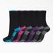 Dickies Women's Moisture Control Crew Socks, Size 6-9, 6-Pack - Black Assorted One (I61002)