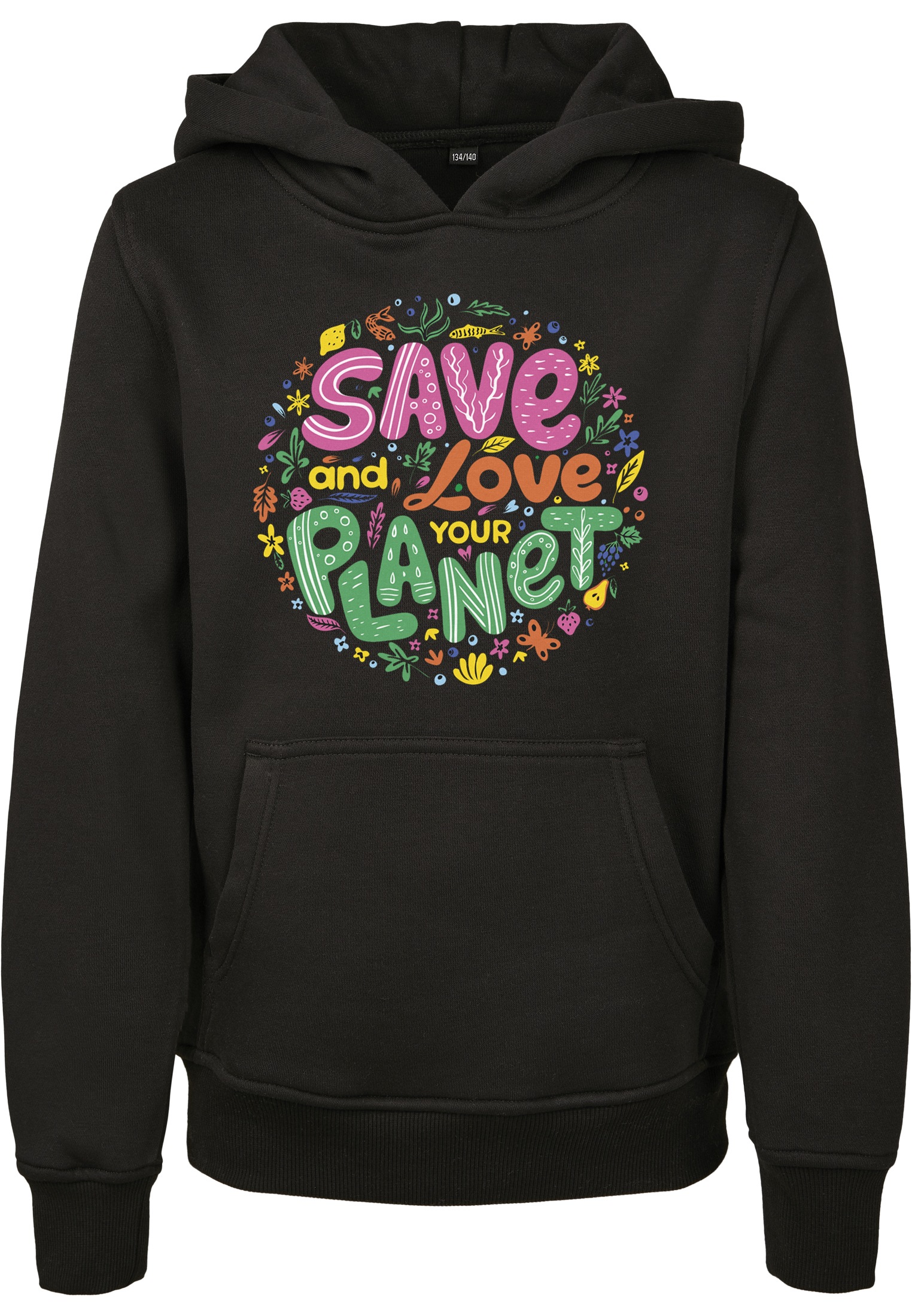 Kapuzensweatshirt MISTERTEE "MisterTee Herren Kids Save And Love Hoody", Jungen, Gr. 110/116, schwarz, 65% Baumwolle, 35% Polyester, unifarben, Sweatshirts Image