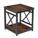 Industrial End Table Side Table with 2-Tier Storage Shelf, 18'' Square Nightstand Bedside Table X-Design Metal Frame