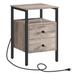 Nightstand, End Table with Charging Station and USB Ports, Side Table with 2 Drawers and Storage Shelf, Bedside Table