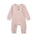 Newborn Baby Solid Color Jumpsuit Spring and Autumn Long-Sleeved Clothes Set Girls Boys Cotton Jumpsuit 0-24M
