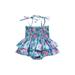 HOANSELAY Infant Baby Girls Romper Dress Tree/Flower Sleeveless Tie-Up Spaghetti Strap Ruched Ruffles Sling Bodysuits with Headband