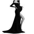 Maternity Beach Women Pregnants Photography Props Off Shoulders V-Neck Long Maternity Dress Maternity Yoga Bottoms