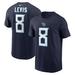 Men's Nike Will Levis Navy Tennessee Titans 2023 NFL Draft Player Name & Number T-Shirt