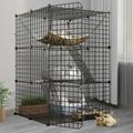 Dextrus Indoor Cat Cage - DIY Cat Enclosures Metal Playpen with 3 Tiers Extra Large Hammock and Sturdy Design