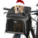 Wakytu Dog Bike Basket Carrier Pet Bicycle Front Carrier Backpack for Bike Riding Foldable Removable Reflective Strips 2 Side Storage Pockets Pet Travel Bag for Cats Small Dogs