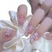 Camellia Pearl Artificial Nails Easy to Fit Non-Marking Removable False Nails for Home DIY and Nail Salon Jelly Glue