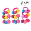 10pcs/lot Children Hair Accessories Baby Kids Hair Ring Hair Ropes Pompon Elastic Hair Band Girl Lovely Ball Rubber Band (Random Color)