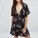 Free People Dresses | Free People Melanie Women's Floral Print Fit & Flare Dress Black Size 6 | Color: Black/Gray | Size: 6