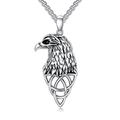 WINNICACA Eagle Celtic Necklace S925 Sterling Silver Necklace, Eagle and Feathers Silver Men Jewellery, Eagle Head Sterling Silver Pendant, Eagle Head Necklace, Animal Necklace