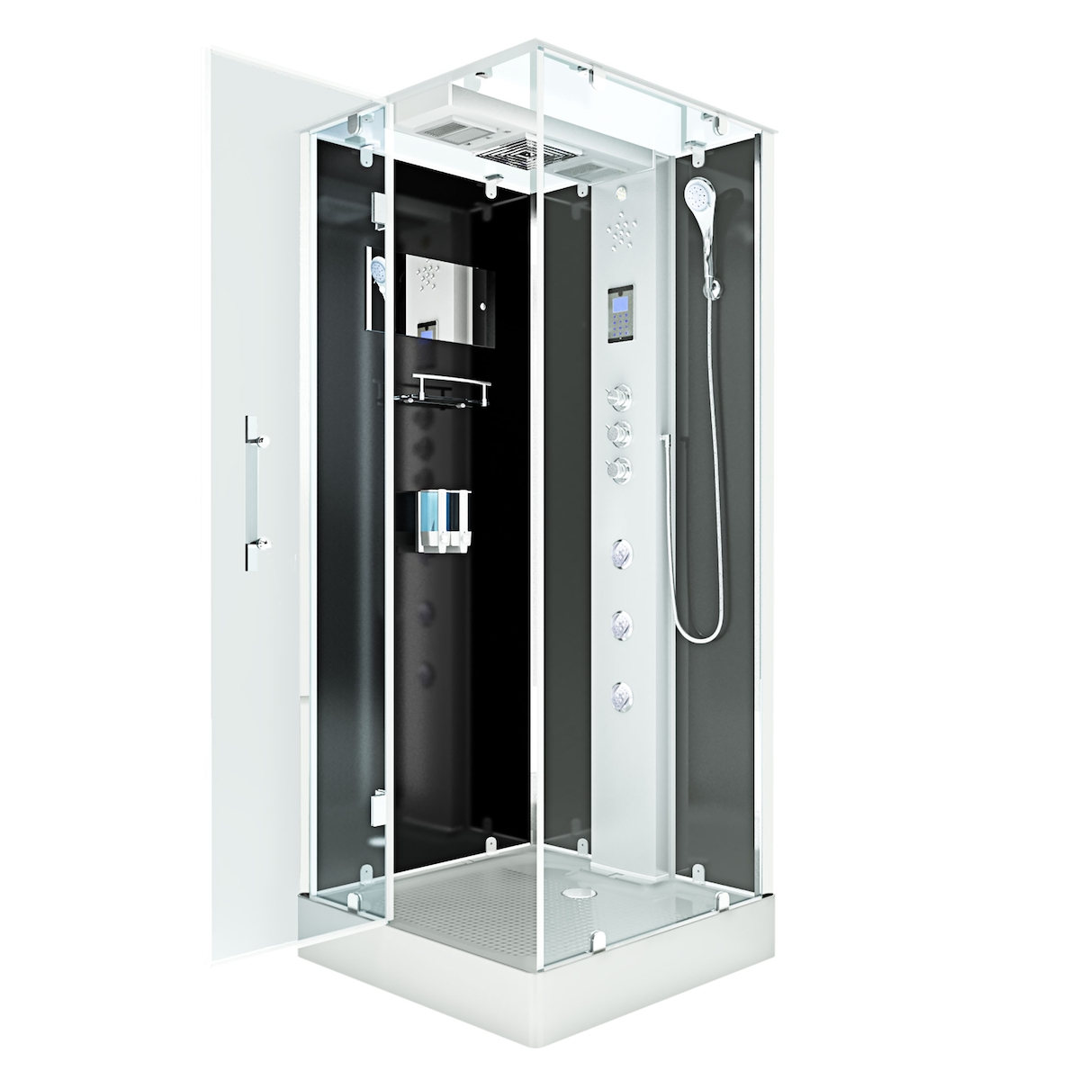 AcquaVapore Duschkabine Komplettdusche Fertigdusche Dusche D38-13L0-EC 90x90 cm mit 2K Scheiben Versiegelung Image