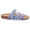 Pantolette ROHDE "Alba", Damen, Gr. 37, bunt (jeans multi), Nubuklederimitat, klassisch, Schuhe, Sommerschuh, Schlappen, Hausschuh mit buntem Druck, G-Weite = weit