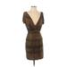 T-Bags Los Angeles Casual Dress - Wrap: Tan Tortoise Dresses - Women's Size Small