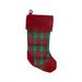 The Holiday Aisle® 19" Christmas Traditions Woven Plaid & Velvet Stocking Polyester in Red/Green/Yellow | 19 H x 8.5 W in | Wayfair