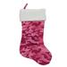 Northlight Seasonal 18" Camouflage Christmas Stocking w/ Pocket & White Faux Fur Cuff Faux Fur/Polyester in Pink | 18 H x 10 W in | Wayfair L38382