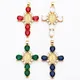 OCESRIO – grand pendentif en croix de cristal multicolore pour collier en cuivre plaqué or