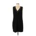 BB Dakota Casual Dress - Shift V Neck Sleeveless: Black Print Dresses - Women's Size Small