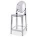 25" Seat Height With Back Modern Plastic Side Bar Counter Stool Accent Armless Crystal Home Office