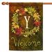 Green and Yellow Fall Wreath Monogram Y Outdoor House Flag 28" x 40"