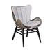 Luf 24 Inch Outdoor Dining Chair, Woven Rope Tuft, Curved Arms, Beige