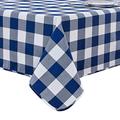 LUOLUO Rectangle Gingham Tablecloth Checkered Wipe Clean Yarn Dyed Table Cloth for Kitchen Dining Outdoor Picnic Easter (Navy, 145 x 300cm)