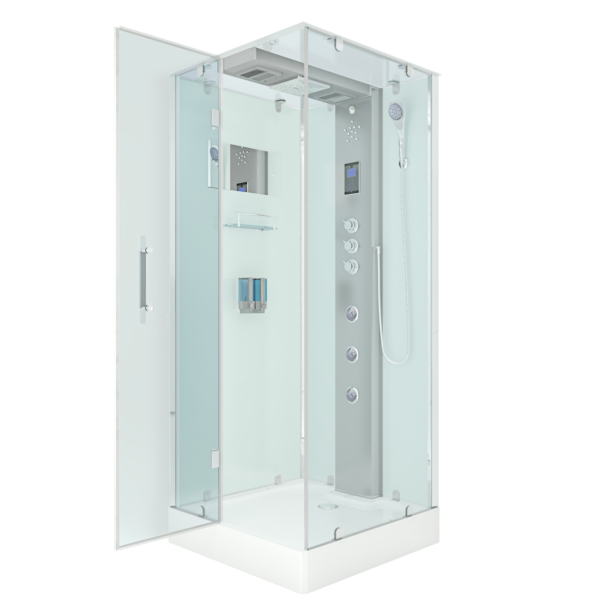 AcquaVapore Duschkabine Komplettdusche Fertigdusche Dusche D38-20L1-EC 100x100 cm mit 2K Scheiben Versiegelung Image