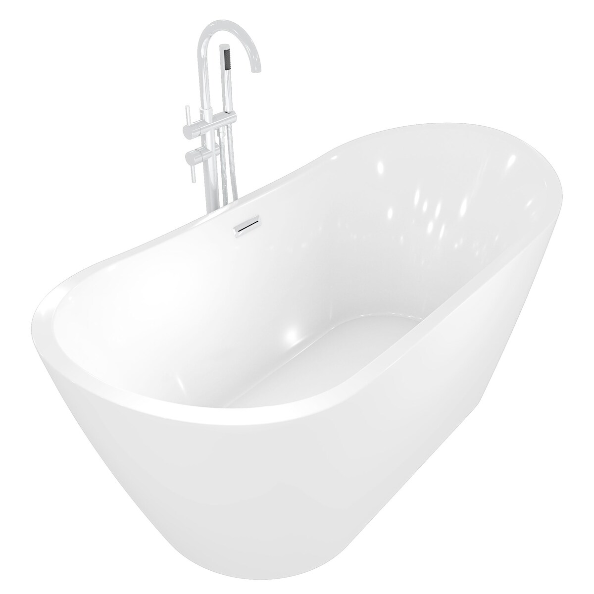 AcquaVapore freistehende Badewanne Wanne Acryl F03 180x89cm mit Armatur AF04 Image
