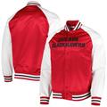 "Blouson à boutons-pression en satin raglan Primetime Chicago Blackhawks Primetime pour homme Mitchell & Ness, rouge/blanc"