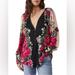 Free People Tops | Free People Mikayla Floral Blouse | Color: Black/Pink | Size: Various