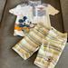 Disney Matching Sets | Disney Mickey Retro Cool Surfer Beach Short Sleeve Polo & Shorts 2 Piece Set | Color: Blue/Cream | Size: 5/6