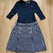 Burberry Dresses | Burberry Blue Label Docking Dress Plaid Skirt Horse Embroidery Size 38 | Color: Blue | Size: 4