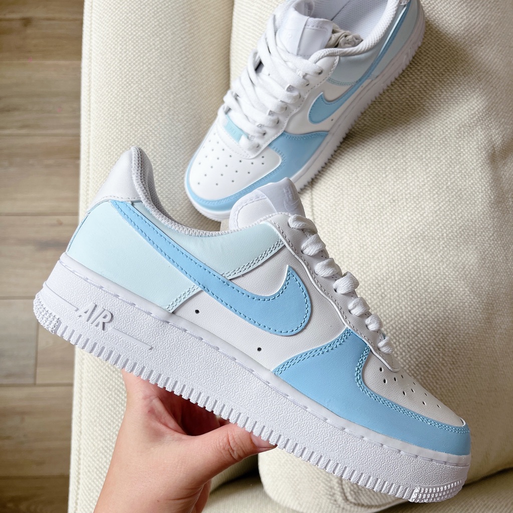 Nike Shoes | Custom Nike Air Force 1 Low Blue , Women Custom Sneakers. | Color: Blue/White | Size: Various