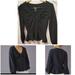 Anthropologie Tops | Anthro Maeve Xs V-Neck Ruched Sweatshirt Anthropologie Black Peplum | Color: Black | Size: Xs