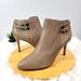 Coach Shoes | Coach Daphney Feathered Grey Leather Pointed Toe Classic Neutral Ankle Boots | Color: Silver/Tan | Size: 11