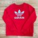 Adidas Sweaters | Adidas Mens Size Small Red White Trefoil Logo Crewneck Pull Over Sweatshirt | Color: Red | Size: S
