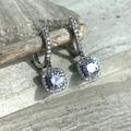 Anthropologie Jewelry | New~ Anthropologie Shashi Diamond Huggie Drop Earrings | Color: Silver | Size: Os