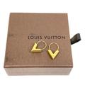 Louis Vuitton Jewelry | Authentic Louis Vuitton M61088 Logo Essential V Accessories Pierce Gold Plated G | Color: Gold | Size: 15mm X 25mm