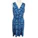 Nine West Dresses | 2/$15 Nine West Blue Green Black Abstract Sleeveless Ruched Side Dress Size 12 | Color: Blue/Green | Size: 12