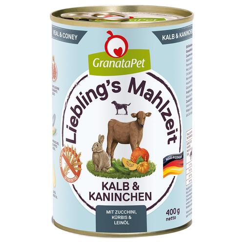 Sparpaket: 24x400g Granatapet Liebling's Mahlzeit Kalb & Kaninchen Hundefutter nass