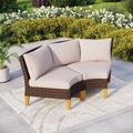 Lark Manor™ Argyri Wicker Outdoor Patio Curved Chair w/ Cushions Wicker/Rattan in Brown | 30.65 H x 37.8 W x 24 D in | Wayfair