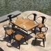 Williston Forge Stonebraker Rectangular 6 - Person 47.24" Long Outdoor Dining Set Wood/Plastic in Black/Brown | 47.24 W x 31.49 D in | Wayfair