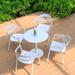 Hokku Designs Beeti Round 4 - Person 27.56" Long Aluminum Outdoor Dining Set Metal in White | 27.56 W x 27.56 D in | Wayfair