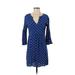 Gap Casual Dress - A-Line V Neck 3/4 sleeves: Blue Dresses - Women's Size Small