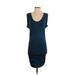 Ann Taylor Casual Dress - Bodycon Scoop Neck Short sleeves: Blue Print Dresses - Women's Size Small