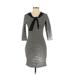 All Tie Neck 3/4 sleeves:Row Casual Dress - Sheath Tie Neck 3/4 sleeves: Black Color Block Dresses - Women's Size Small
