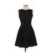 Marc New York Andrew Marc Casual Dress - A-Line Crew Neck Sleeveless: Black Print Dresses - Women's Size 2