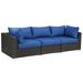 Poundex Furntiure Wicker-Fabric Outdoor Sofa 3-Pc sofa
