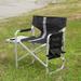 Lightweight Camping Chair Padded Folding Outdoor Chair, Portable Laurel Director's Chair w/Foldable Side Table & Storage Pockets